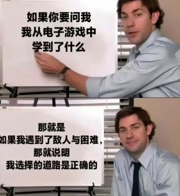 如果你要问我我从电子游戏中学到了什么那就是如果我遇到了敌人与困难那就说明我选择的